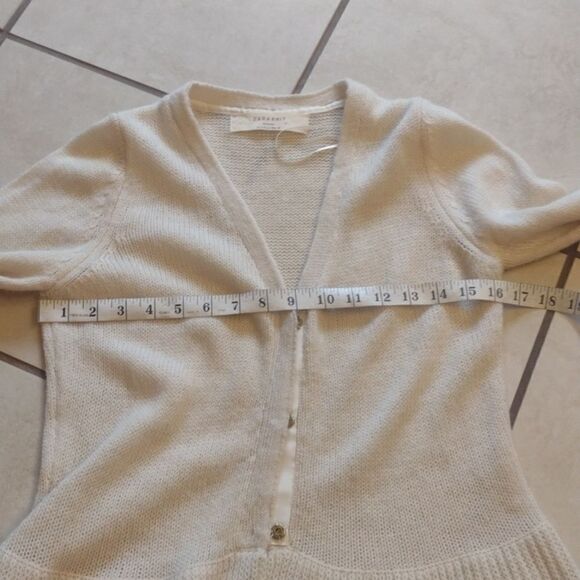 Zara Knit Alpaca sweater wool blend cardigan cream color size L - Picture 5 of 9